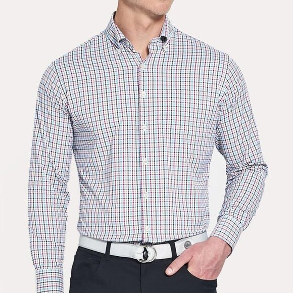 Peter Millar Lawson Performance Tattersall Woven Shirt